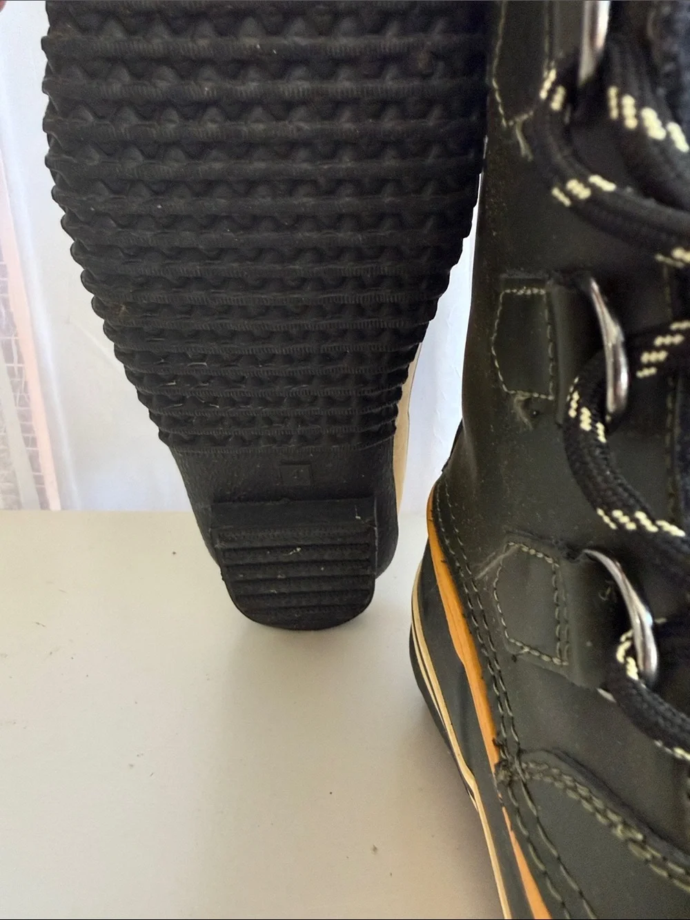Kids Waterproof Winter Boots - Black with Tan Trim